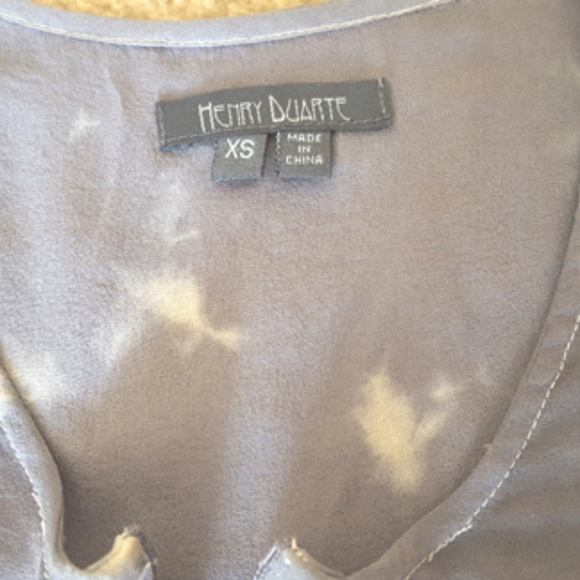 100% Silk Tie Dye Zip Front Long Sleeve Blouse XS - Picture 6 of 8